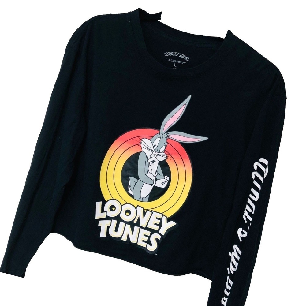 Looney Tunes‎ Crop Top Bugs Bunny Black Casual Clean Girl Whimsigoth Womens L